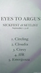 Setlist Eyes to Argus