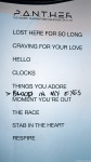 Setlist P.∆.N.T.H.E.R